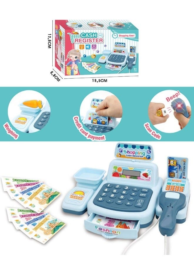Smart Cash Register Toy Pretend Play Cash Register Toy Set for Kids with Real Calculator, Scanner, Weighing Tool, Multi-Function Simulated Cash Register Toy for Kid Over 3 Years Old - Image 4